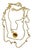 MCM Jewelry by Goldette Signature Style Victorian Revival Multi-Strand Necklace With Enormous Amber Crystal Fob Pendant For Sale
