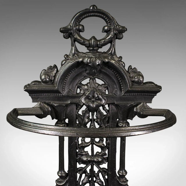 Metal 1910s Antique Edwardian English Decorative Hall Stick Stand For Sale - Image 7 of 11