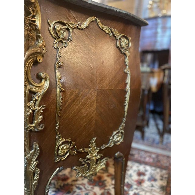 Brown Louis XV Style Marble Top Chest of Drawers For Sale - Image 8 of 9