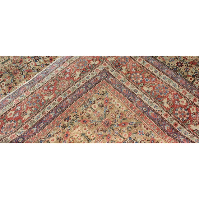 Textile Antique Persian Sultanabad Carpet With All Over Geometrics in Yellow Background 9'5"x12'4" For Sale - Image 7 of 7