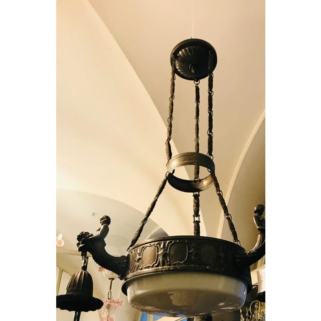 Art Deco Boho Art Deco Art Nouveau Viennese Figurative Chandelier For Sale - Image 3 of 3