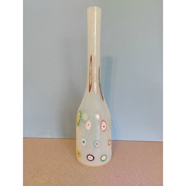 Beautiful Murano Glass Bottle Vase. Designed by Emiliano Toso for Fratelli Toso. Bianco and Murrine design, in excellent...