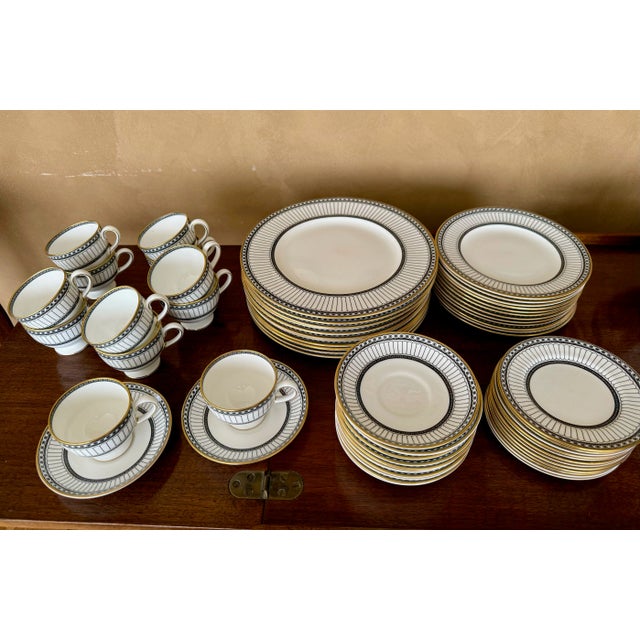 Ceramic 1980s Wedgewood Black "Colonnade" Bone China Dinner Service for Twelve- 67 Pieces For Sale - Image 7 of 11