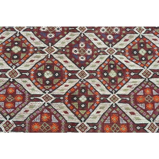Anatolia Turkish Bergama Embroidery Kilim Rug For Sale - Image 6 of 12