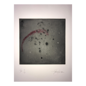 Pat SteirComet, Outer Space Dark Series Aquatint Etching Color Abstract Expressionist, 1997