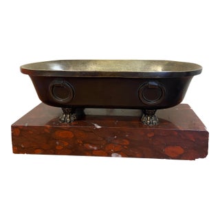 19th Century Italian Bronze Tub on Marble Base For Sale