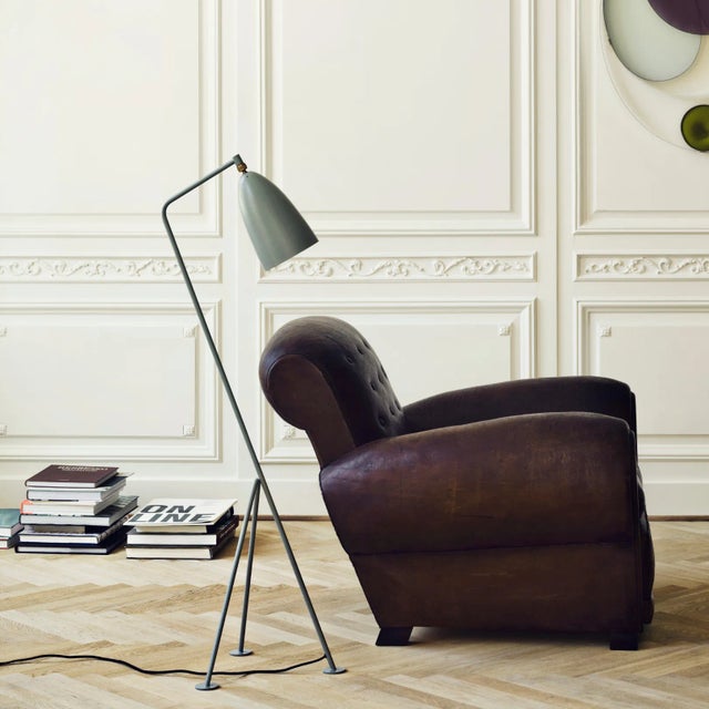 Mid-Century Modern Greta Magnusson Grossman 'Grasshopper' Floor Lamp in Dusty Blue For Sale - Image 3 of 4