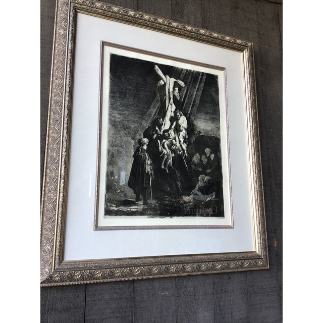Mid 20th Century Rembrandt Van Rijn Descent From the Cross, Etching Reproduction For Sale - Image 4 of 10