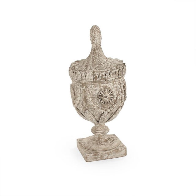 The Lea Wooden Urn (Antique White) from Zentique is a poplar wood urn in antique white with a classical form. Measures...