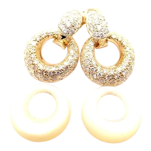 Van Cleef & Arpels 18k Yellow Gold Diamond MOP Door Knocker Earrings