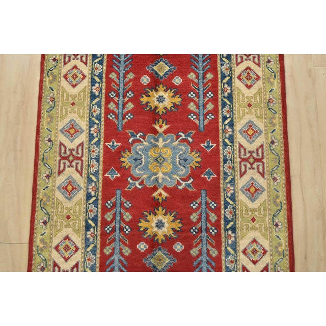 2020s Kazak Runner 2’9” X 8’1” Red Wool Tribal Hand-Knotted Oriental Rug For Sale - Image 5 of 12
