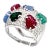 Vintage Multi-Gemstone Cocktail Ring in 18k White Gold, Size 6.25 For Sale