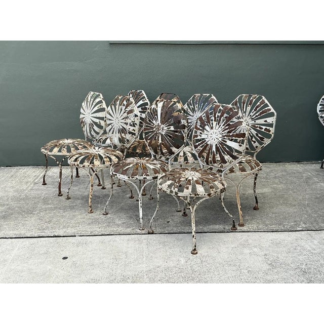 Vintage Francois Carre Sunburst Garden Chairs - Set of Eight For Sale - Image 10 of 12