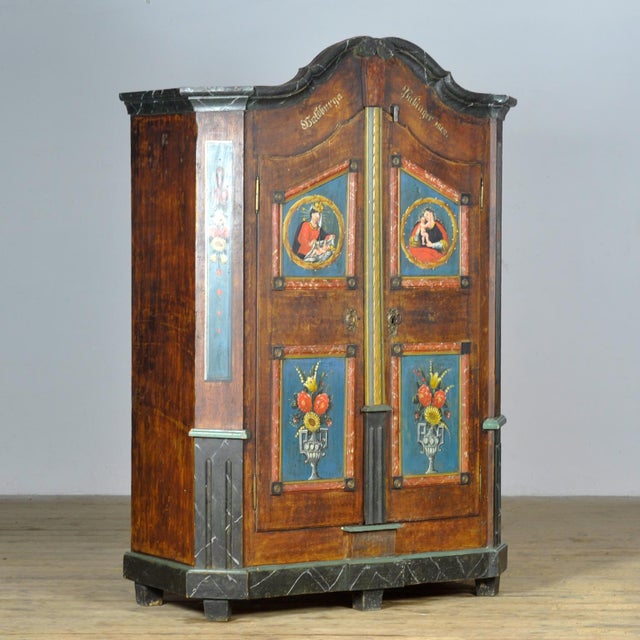 German Folk Art Wedding Chest, 1842 For Sale - Image 3 of 18