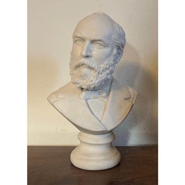 Antique 19th Century English Parian Porcelain Bisque Portrait Bust of President James Garfield For Sale - Image 14 of 14