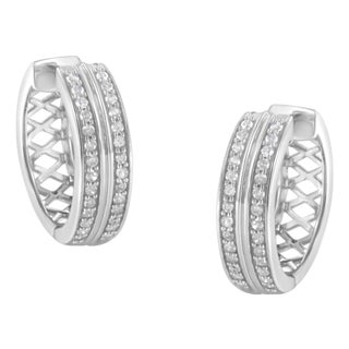 10K White Gold Diamond Hoop Earring (1/2 cttw, I-J Color, I2-I3 Clarity) For Sale
