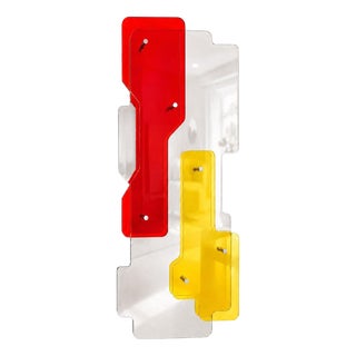 Stratos Red & Yellow Maxi Sculptural Wall Mirror by GTG Design Couture For Sale