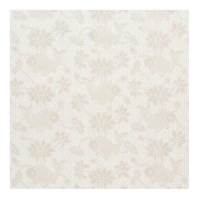 Sample - Schumacher Lotus Batik Wallpaper in Natural For Sale