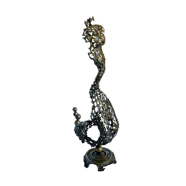 Abstract Brutalist Welded Scrap Metal Abstract Mermaid Sculpture For Sale - Image 3 of 11
