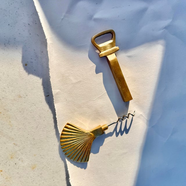 Brass Shell Motif Cork Screw and Bottle Opener For Sale In Columbia, SC - Image 6 of 8