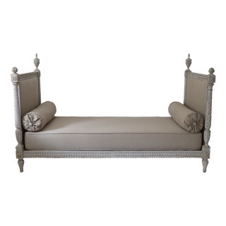 Louis XVI Style Daybed and French Linen For Sale
