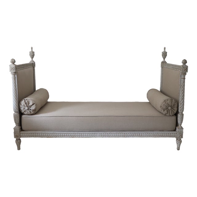 Louis XVI Style Daybed and French Linen For Sale