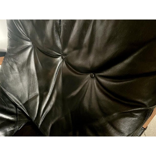 Set of Scandinavian Cantilever Leather Lounge Chair with Ottoman attributed to Elsa & Nordahl Solheim for Rybo Rykken, 1960s For Sale - Image 11 of 18