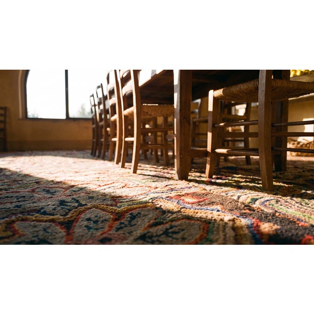 Great Multi Color With Unique Florid Design Antique American Hooked Rug For Sale - Image 14 of 15