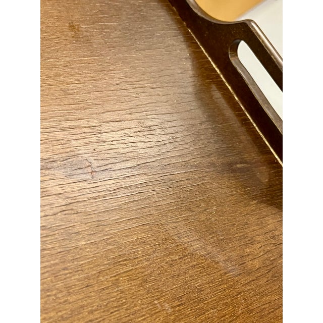 Vintage English Style Campaign Folding Tray Tables, Pair – Brass Gallery Tray on Folding Wooden Stands For Sale - Image 13 of 18