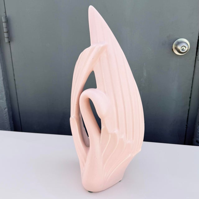 1980s Postmodern Gloss Pink Ceramic Swan Sculpture by Haeger For Sale - Image 5 of 7