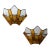 Pair of Hammered Glass Wrought Iron Sconces by Longobard, Italy, 1970s For Sale