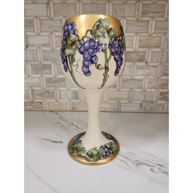1900 - 1909 Stunning Antique Belleek Willets Gilded Hand Painted Chalice For Sale - Image 5 of 5