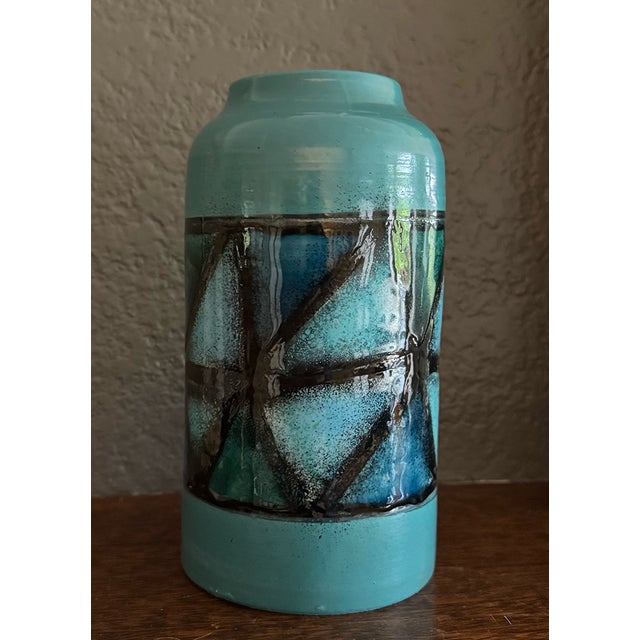 Ceramic Mid 20th Century Italian Bitossi Vetrata Glaze Vases; Matched Pair, Models 941b and 942b For Sale - Image 7 of 17
