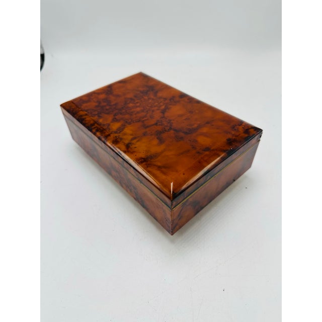 Wood Vintage Tortoise Shell Style Jewelry Box For Sale - Image 7 of 7