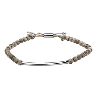 Sterling Silver Jasper Bead Station Bracelet Bolo Clasp For Sale