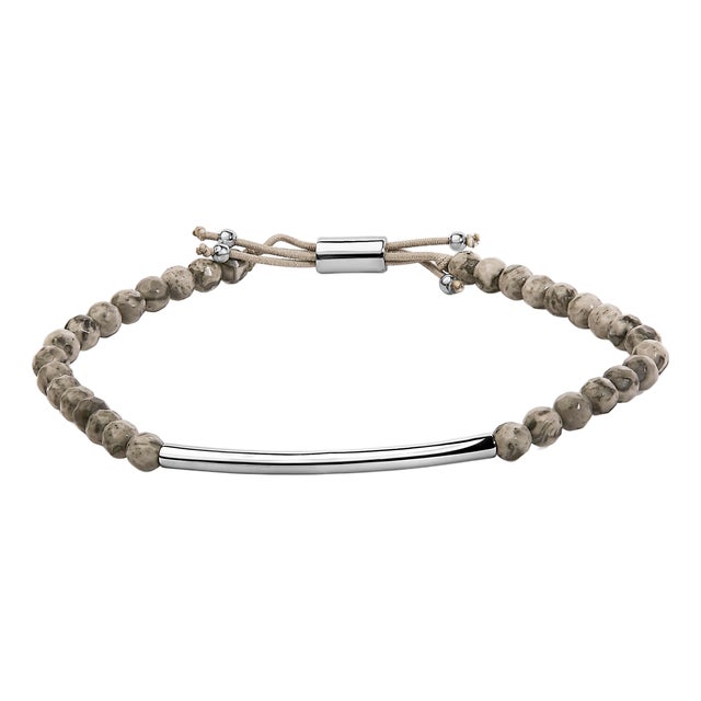 Sterling Silver Jasper Bead Station Bracelet Bolo Clasp For Sale