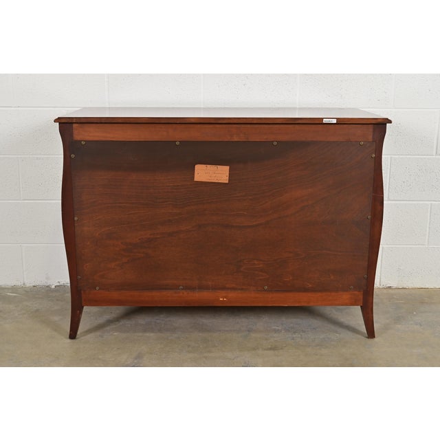 John Widdicomb Style French Provincial Louis XV Carved Cherry Wood Commode or Chest of Drawers, Circa 1940s For Sale - Image 12 of 13