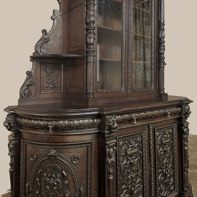 19th Century French Renaissance Two-Tiered Bookcase ~ Bibliotheque For Sale - Image 13 of 18