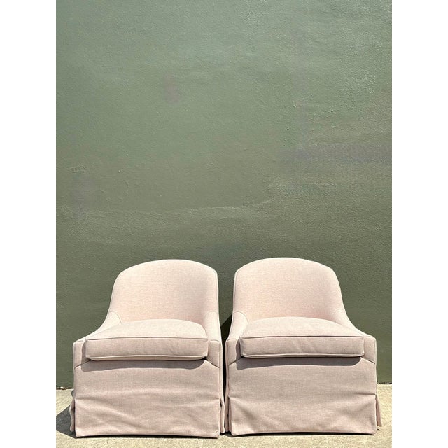 Lee Industries Vintage Lee Industries Blush Pink Tub Chairs - Set of 2 For Sale - Image 4 of 14