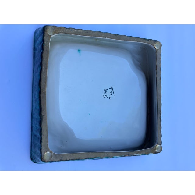 Mid-Century Modern Mid Century Modern Italian Ceramic Rooster Turquoise Ashtray/Catchall For Sale - Image 3 of 4