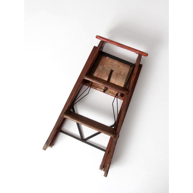 Mid-Century Wood Folding Step Ladder Stool For Sale - Image 11 of 18