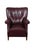 A delightful Old School (circa 1950's/60's) tufted / bolstered leather lounge chair with an unusual hexagonal Scandinavian...