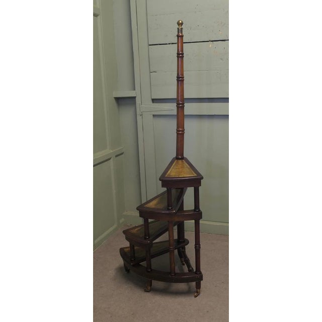 Spiral Library Steps with Tall Turned Support, 1960 For Sale - Image 3 of 7