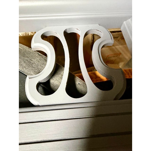 Wood Pair of Midcentury Wall Mirrors With Grey Finish and Fun Cut Out Design For Sale - Image 7 of 10