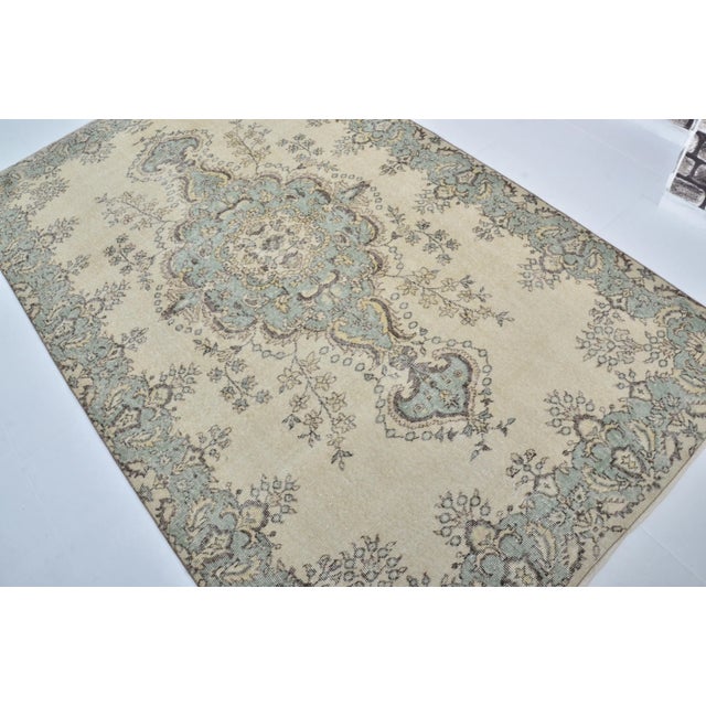 Art Deco 1960s Turkish Oushak Vintage Handmade Large Carpet For Sale - Image 3 of 11