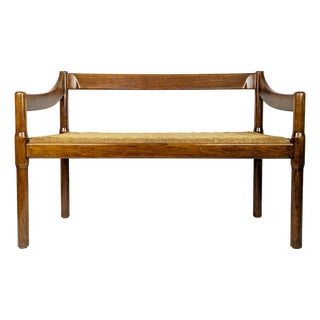 Walnut and Rope Carimate Bench by Magistretti for Cassina, 1963 For Sale