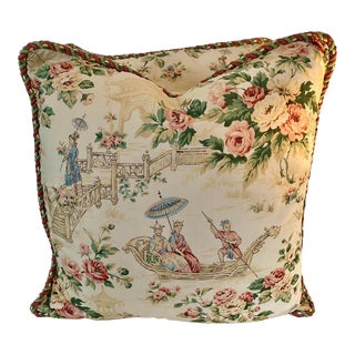 Vintage Chinoiserie Floral Feather Pillows- a Pair For Sale