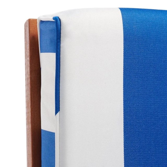 Brown Solano Sunlounger - Natural/Royal Blue Striped For Sale - Image 8 of 12