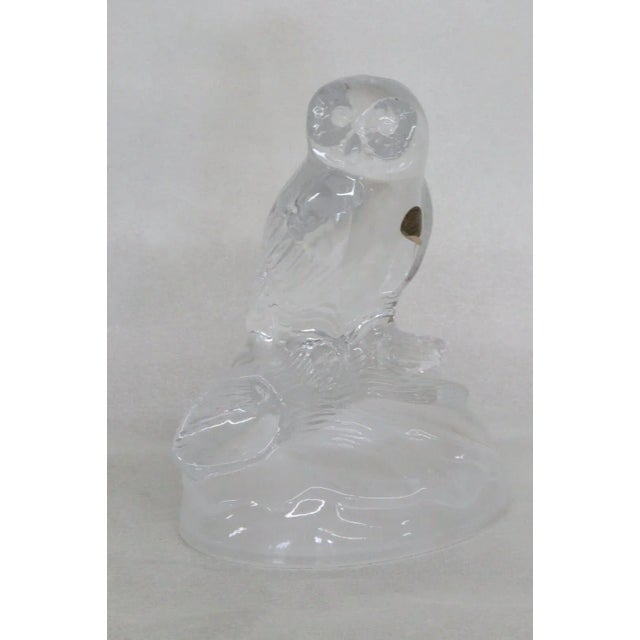 Transparent Cristal d'Arques Garanti Crystal Glass Owl Statue Figurine Bookend France For Sale - Image 8 of 12
