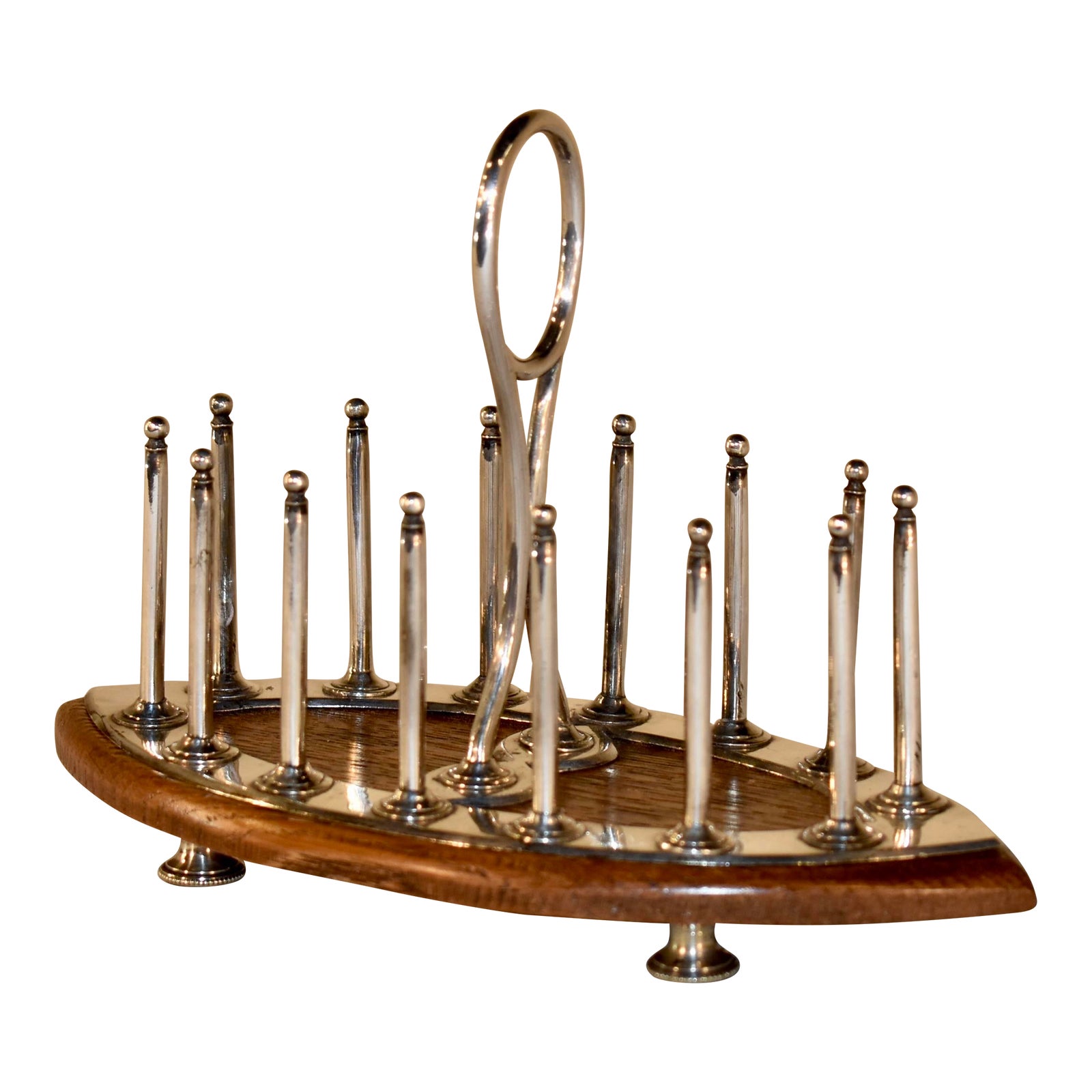 Late 19th Century English Oak and Silver Plated Toast Rack | Chairish